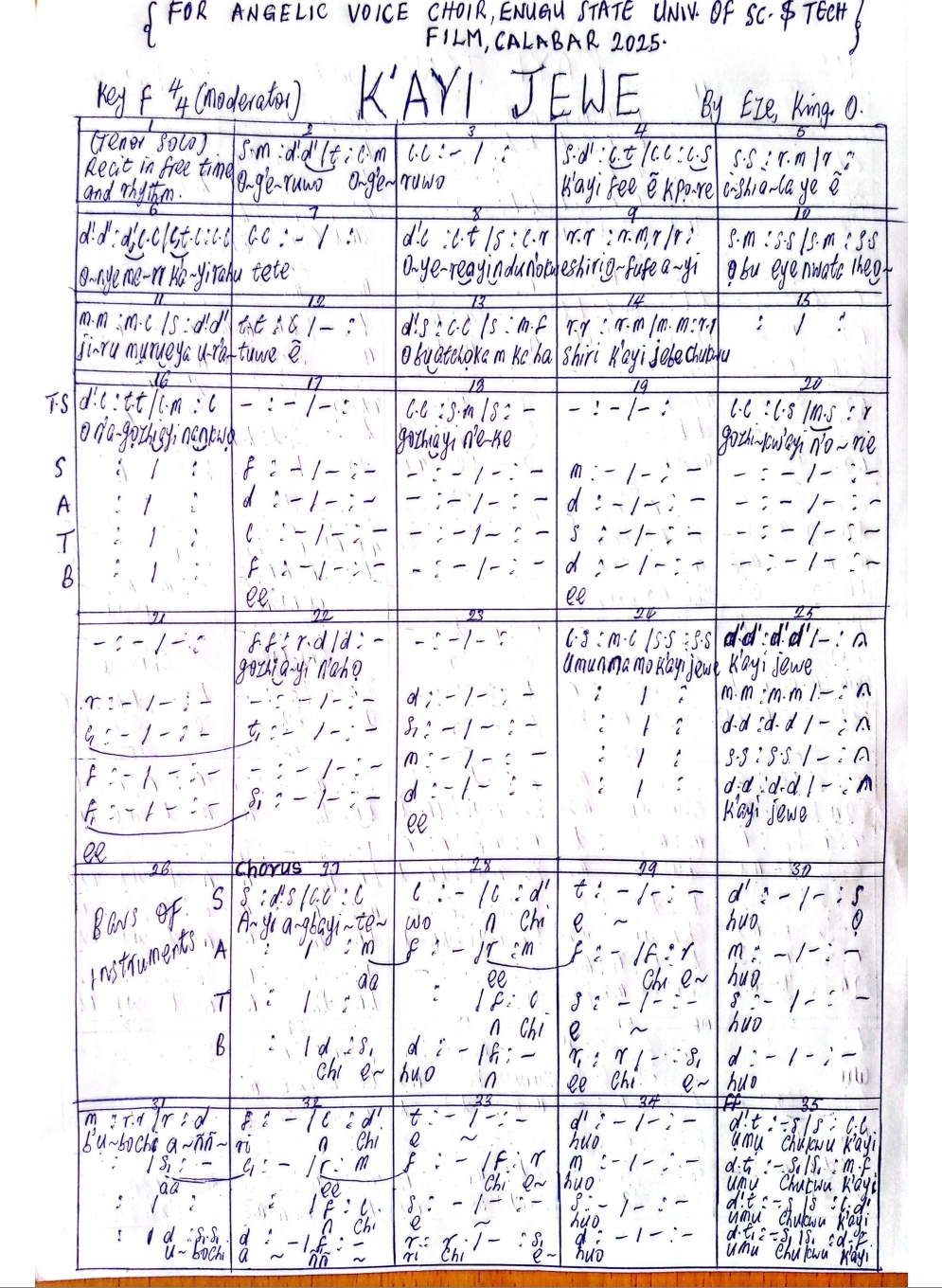 Kayi Jewe - Download Choir Script PDF