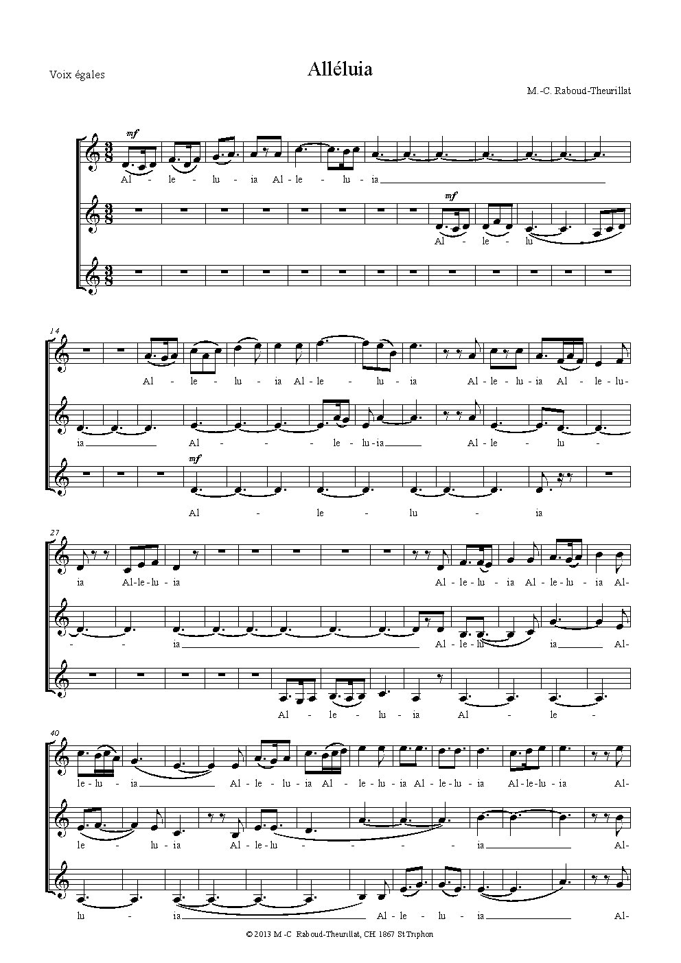 Alleluia op 66 3vx égales
