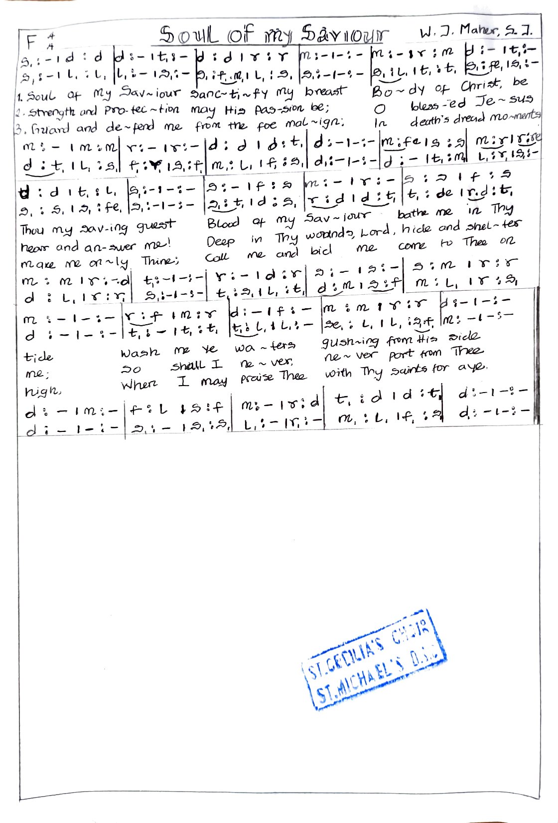 Soul Of My Saviour - Download Choir Script PDF