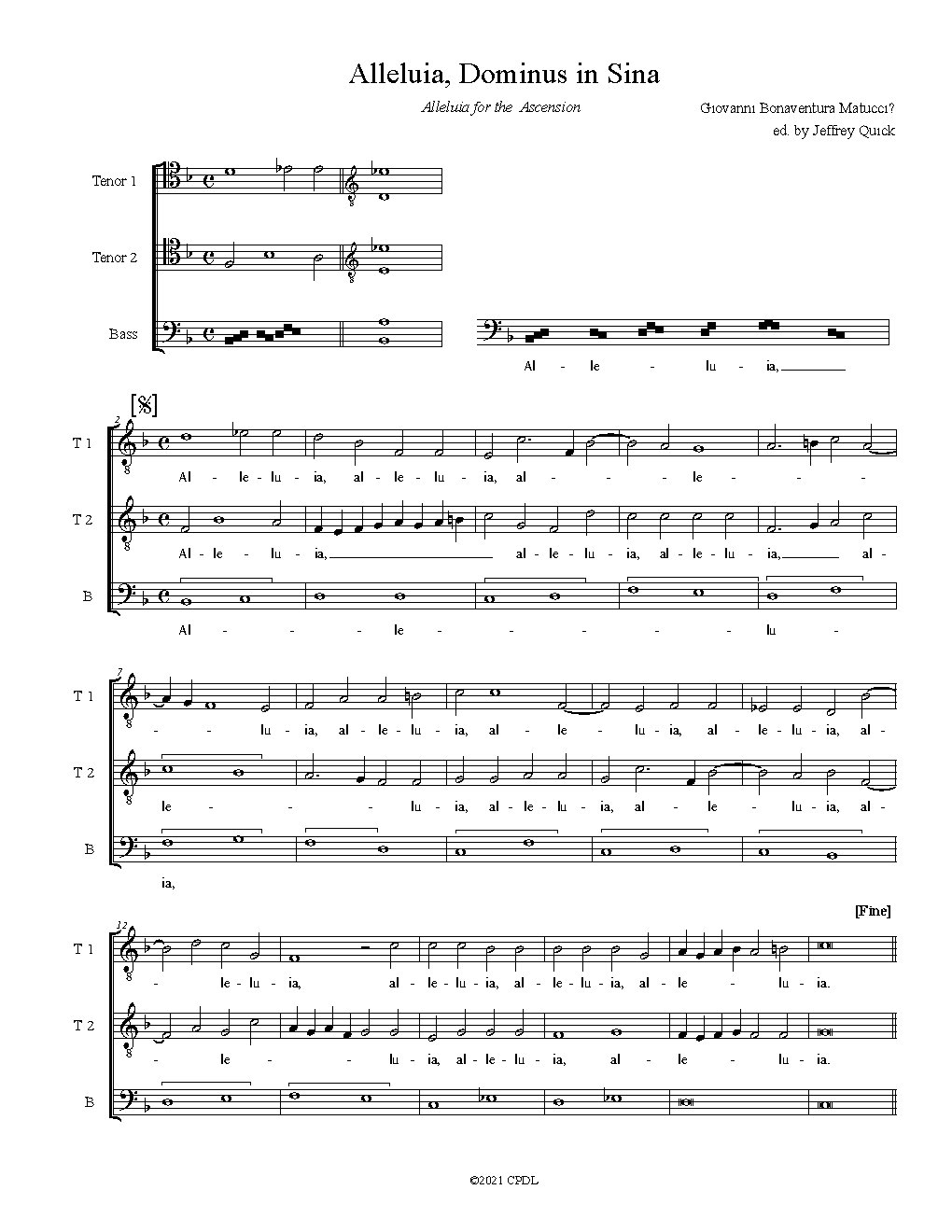 Alleluia. Dominus in Sina - Choir Script PDF Thumbnail