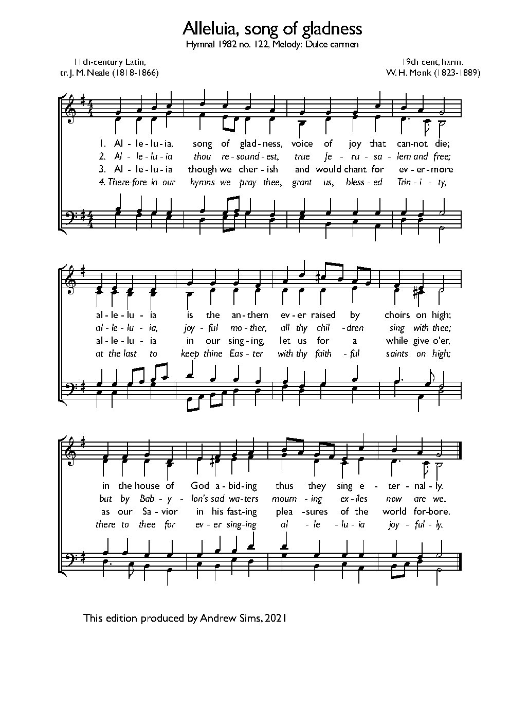 Alleluia, song of gladness