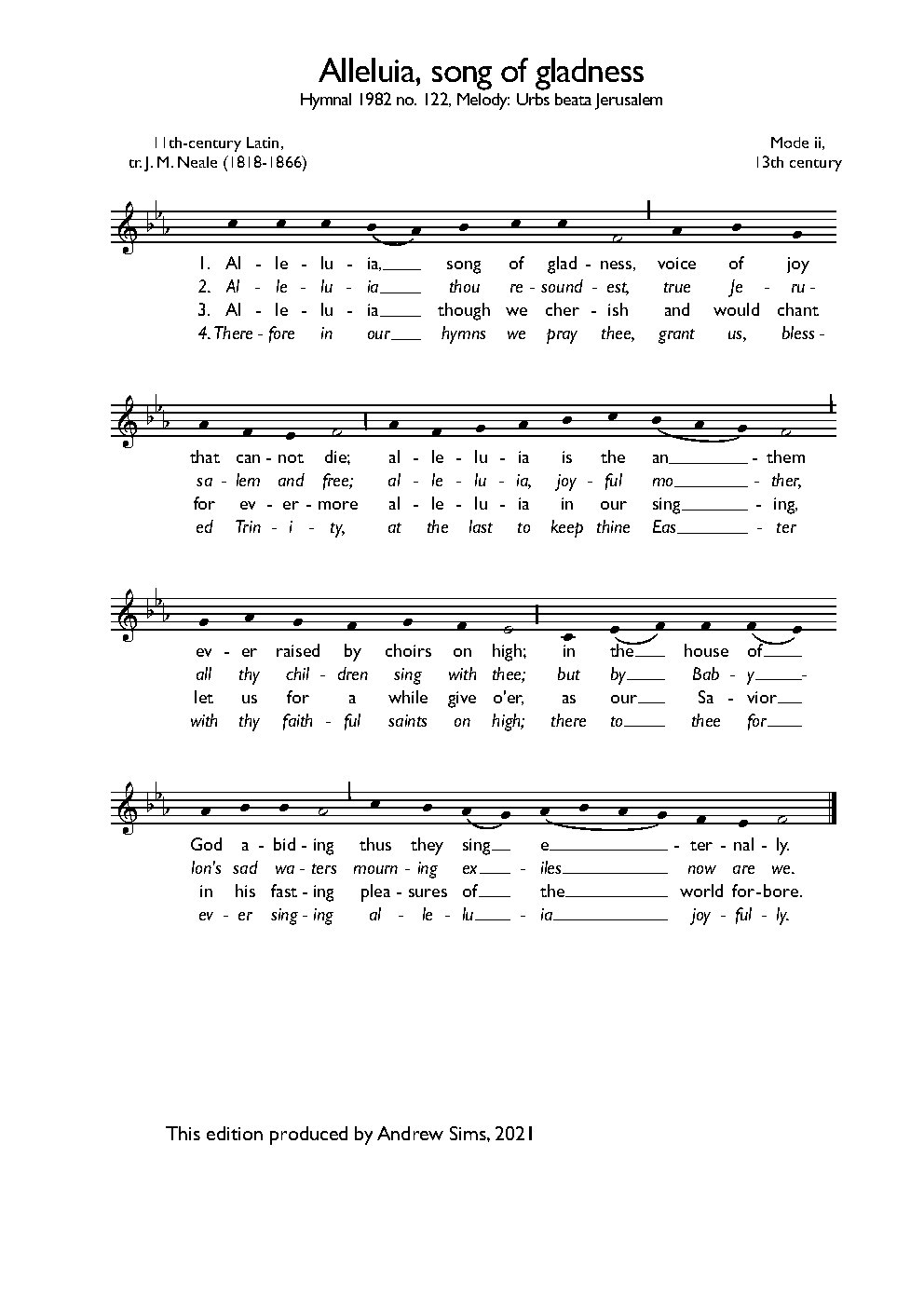 Alleluia, song of gladness - Choir Script PDF Thumbnail