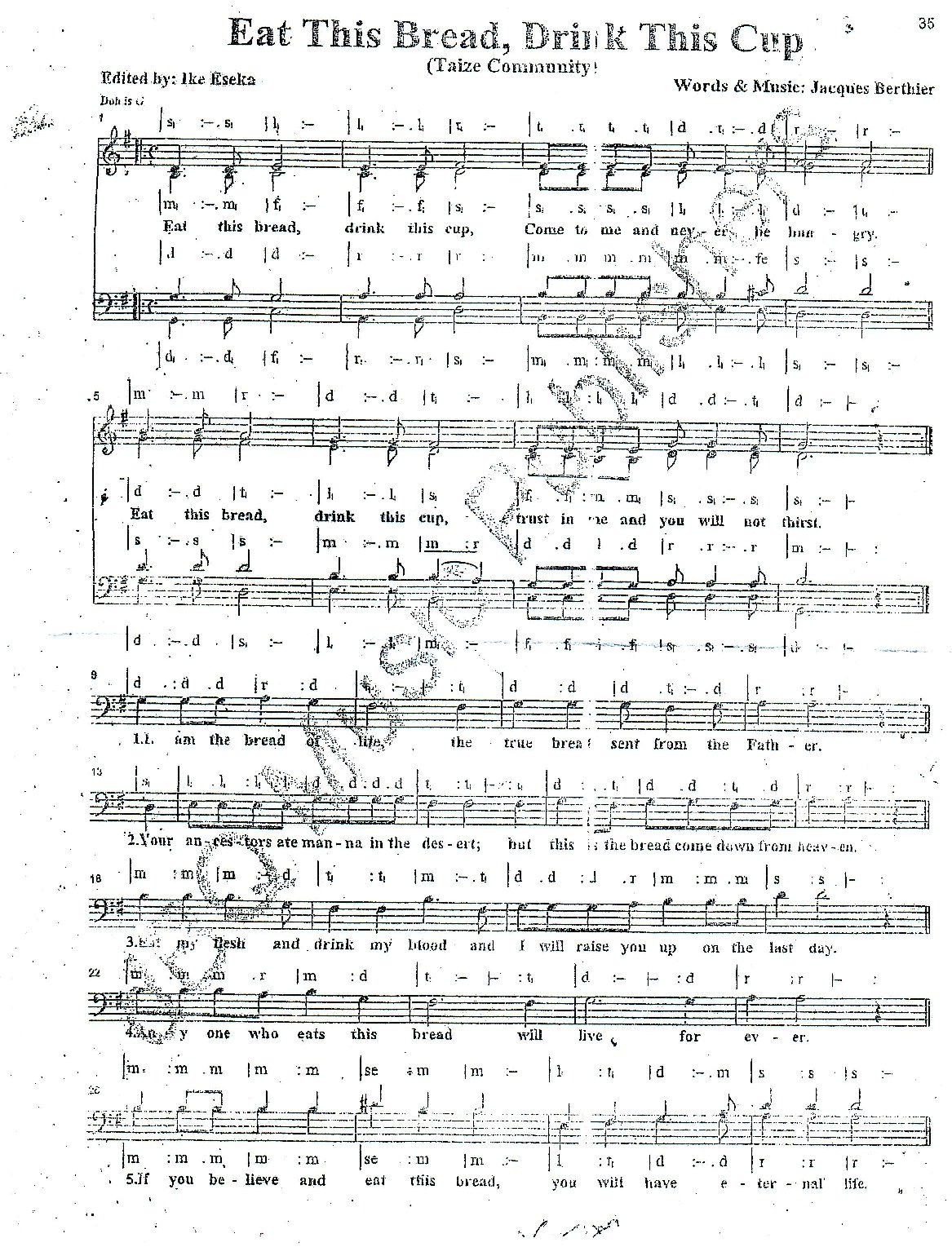 Eat This Bread - Download Choir Script PDF