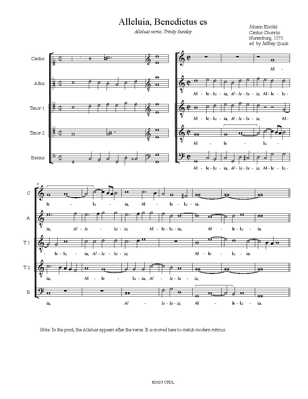 Alleluia. Benedictus es