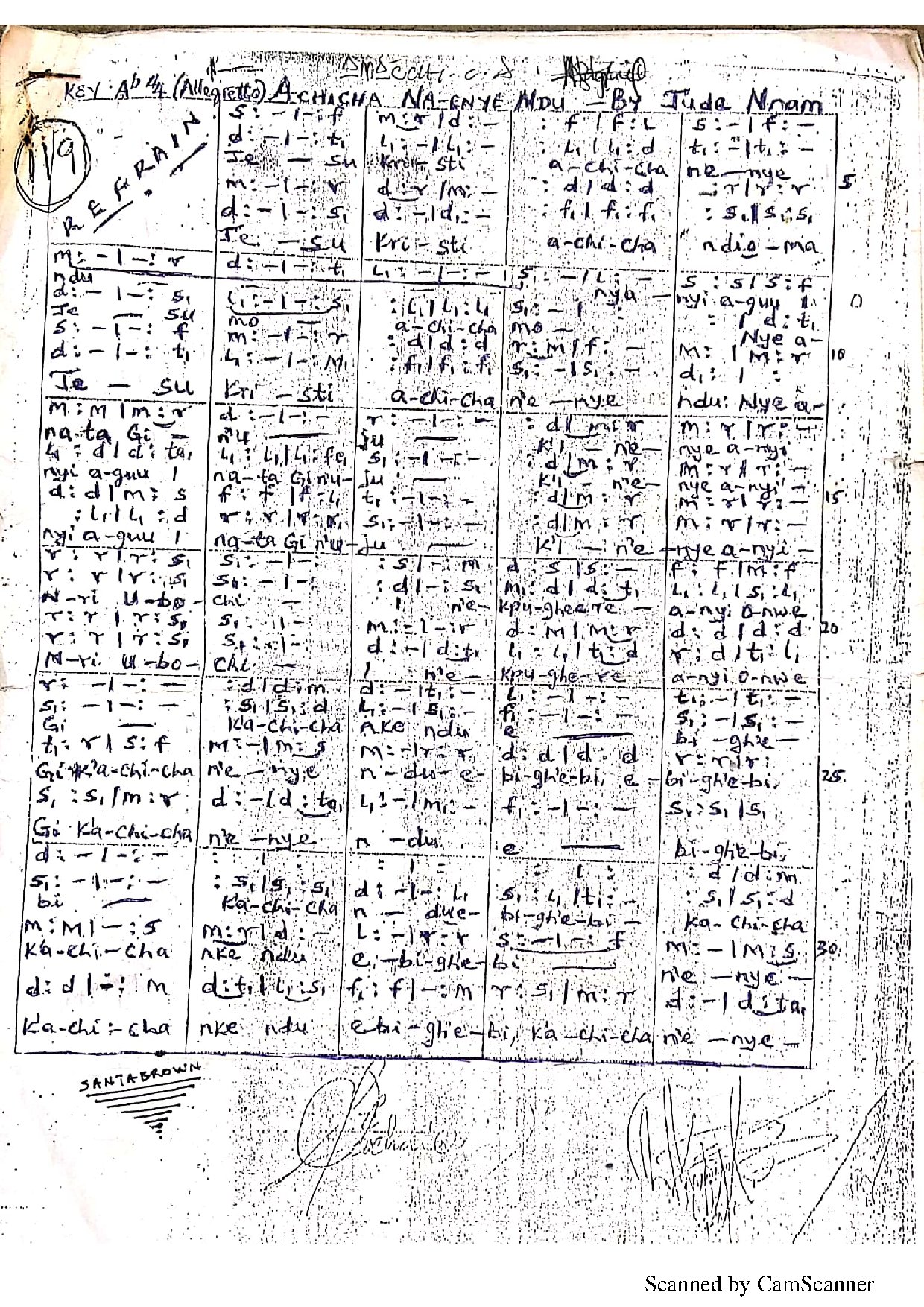 Achicha N Enye Ndu - Download Choir Script PDF