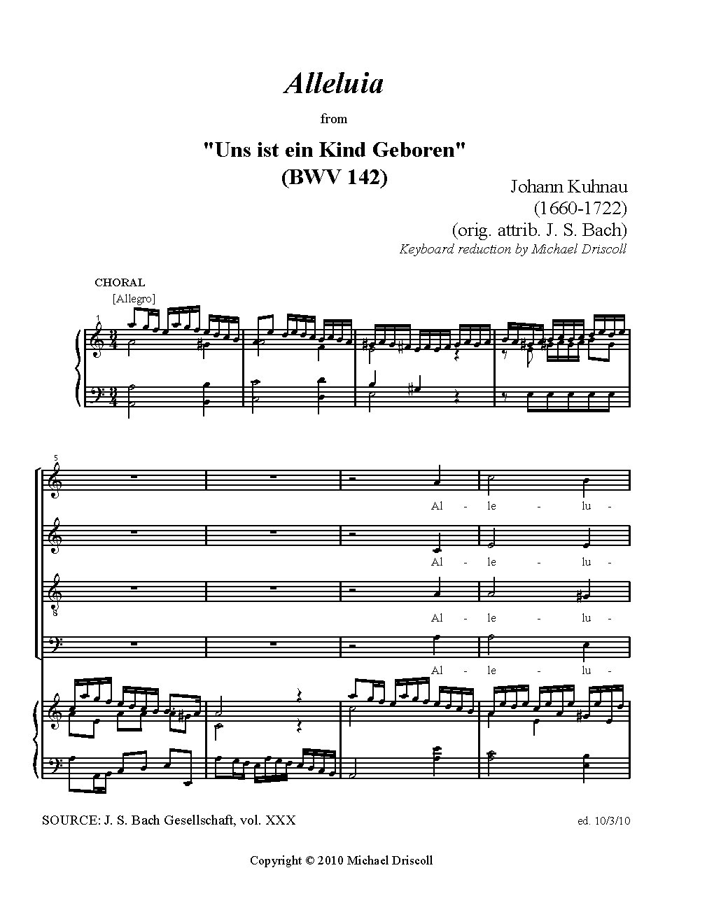 Alleluia (BWV 142 - Uns ist ein Kind geboren)