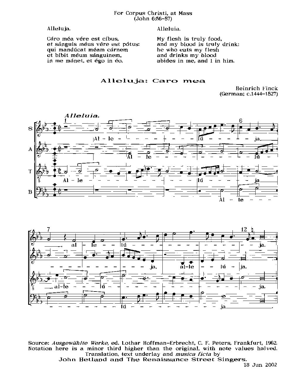 Alleluia: Caro mea