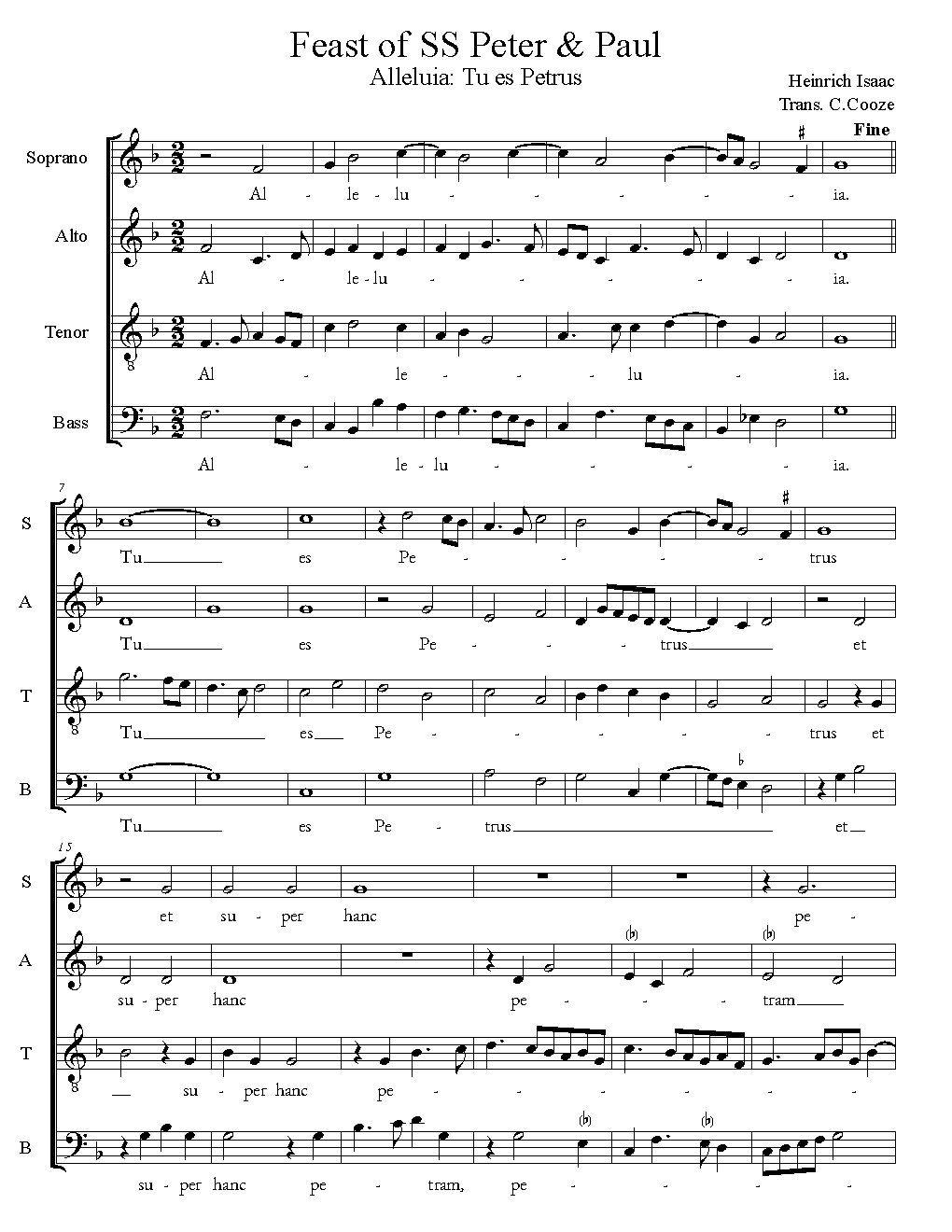 Alleluia: Tu es Petrus (there is another setting in Book 3)