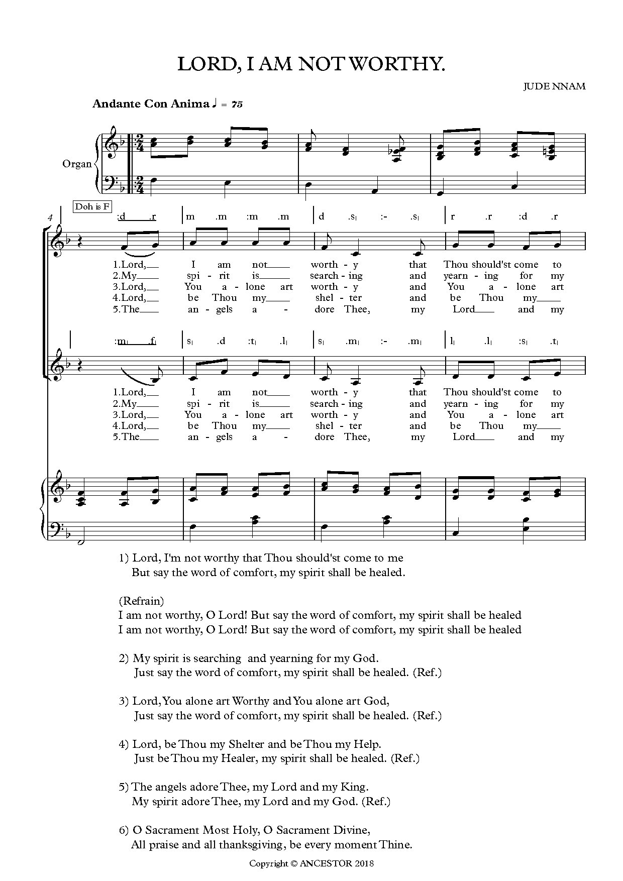 Lord, I Am Not Worthy (comm) - Download Choir Script PDF