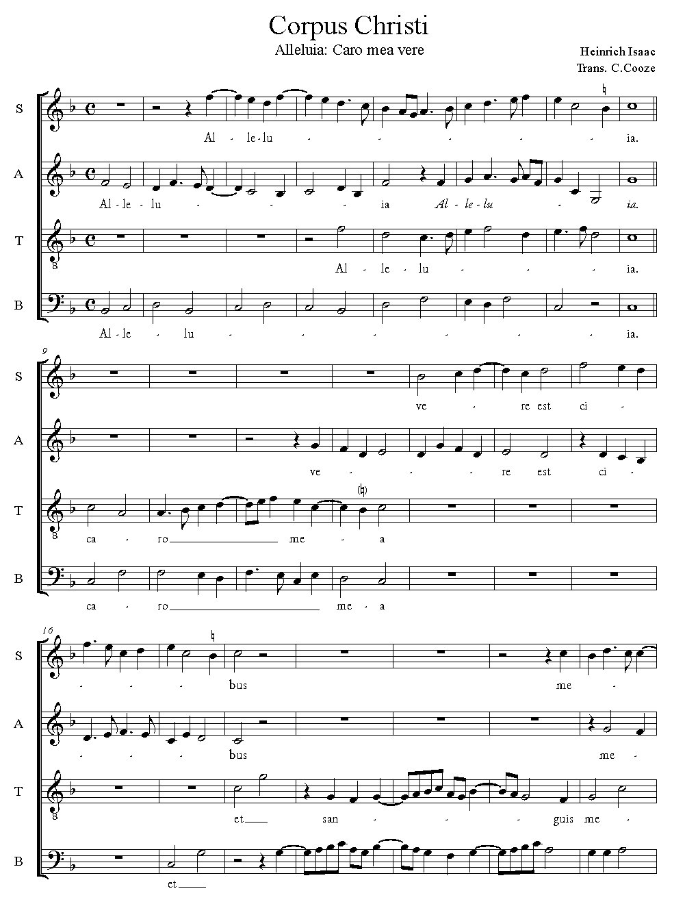 Alleluia: Caro mea - Choir Script PDF Thumbnail