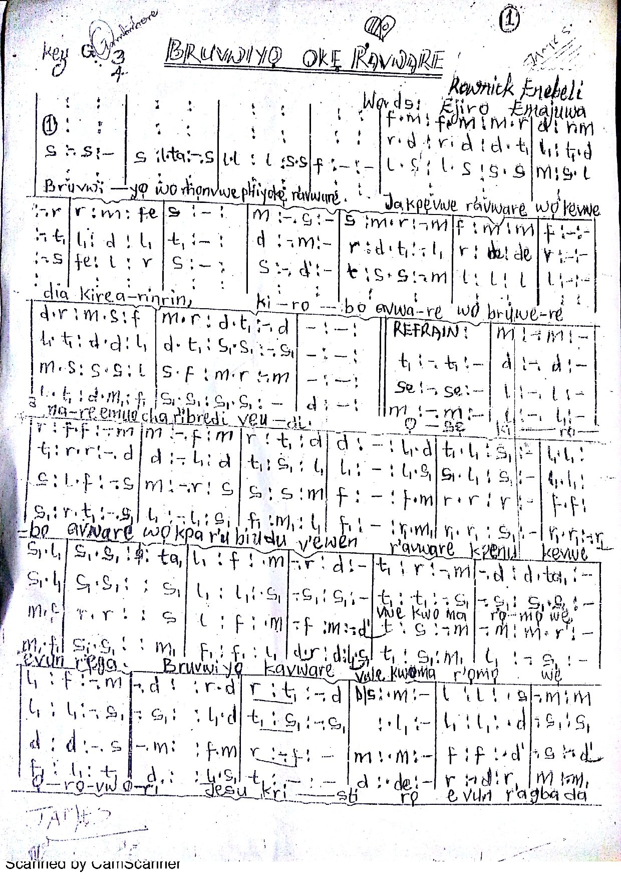 Bruvwiyo And Ijesu Vbuwe Eucharistia - Download Choir Script PDF