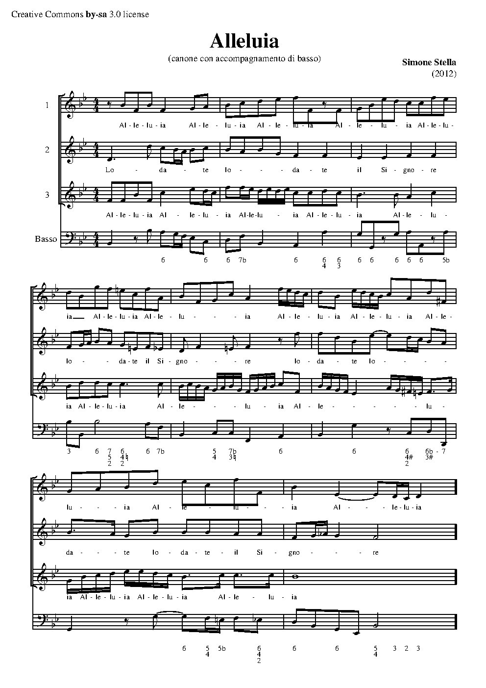 Alleluia (canone) - Choir Script PDF Thumbnail