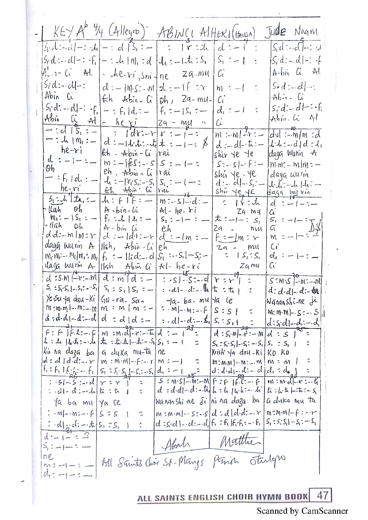 Abinchi Alheri - Download Choir Script PDF