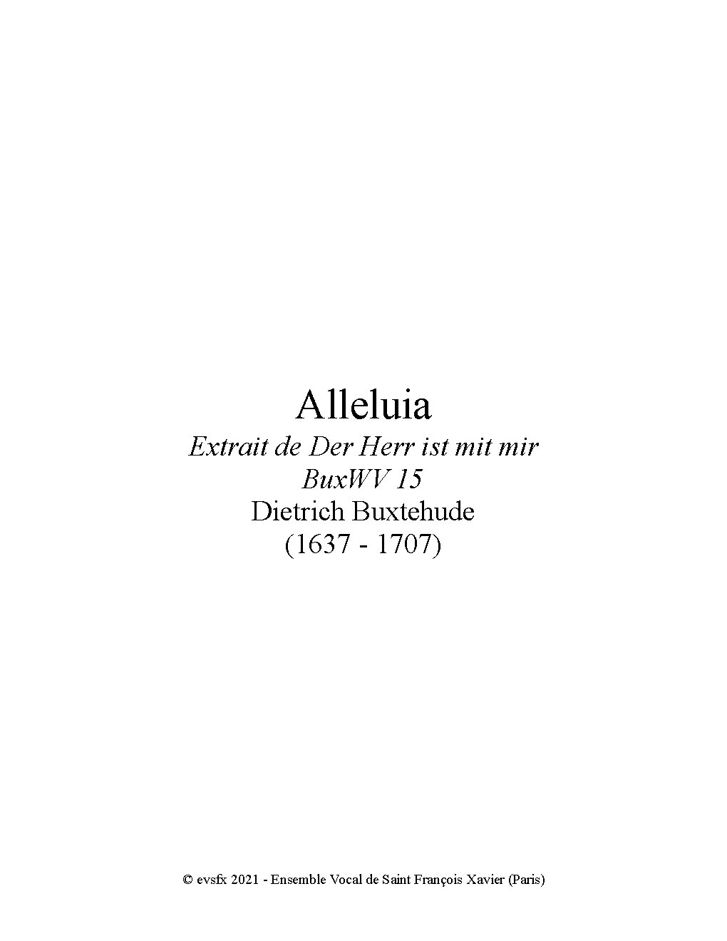Alleluia (from "Der Herr ist mit mir", BuxWV 15)