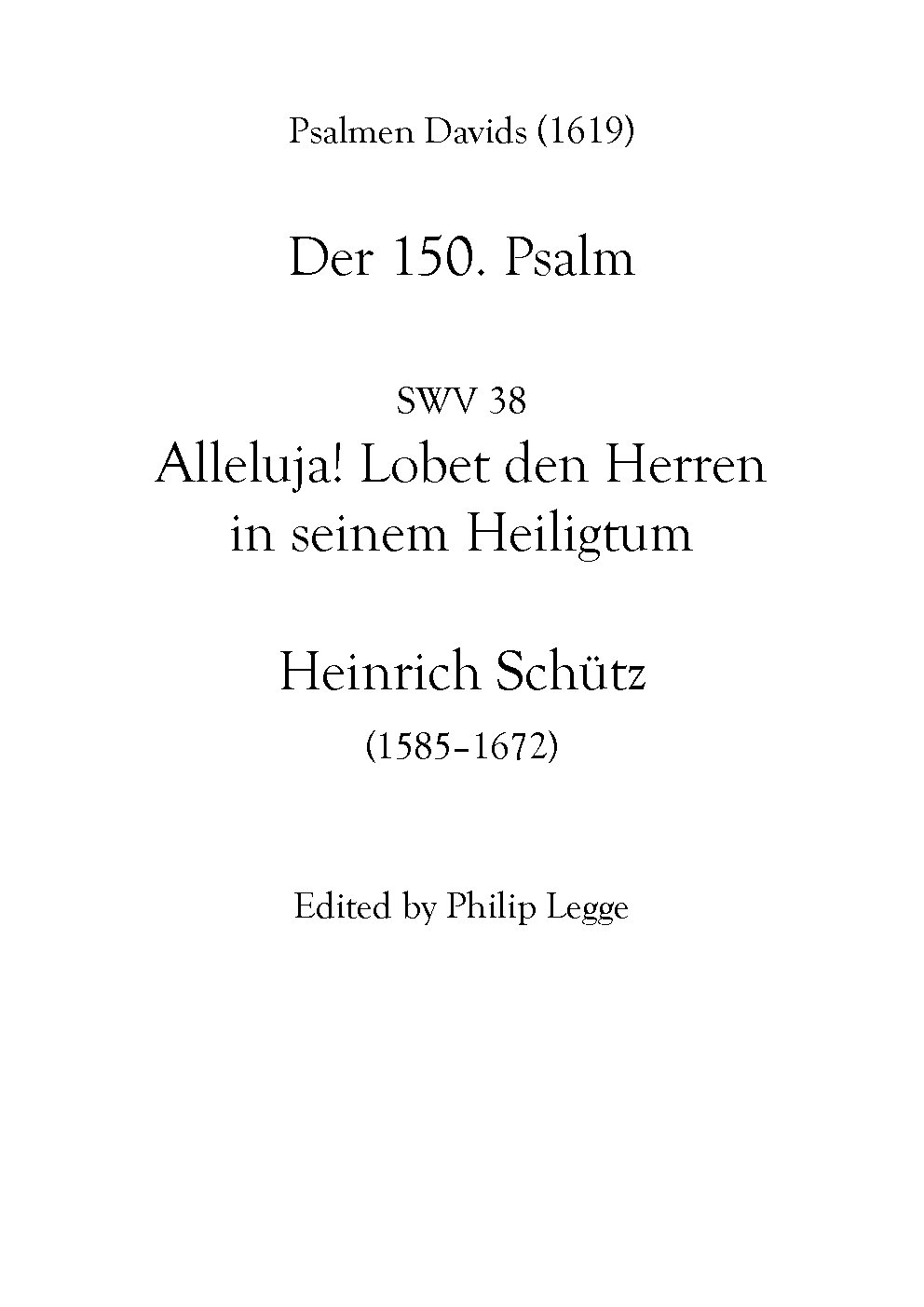Alleluja! Lobet den Herren in seinem Heiligtum, SWV 38