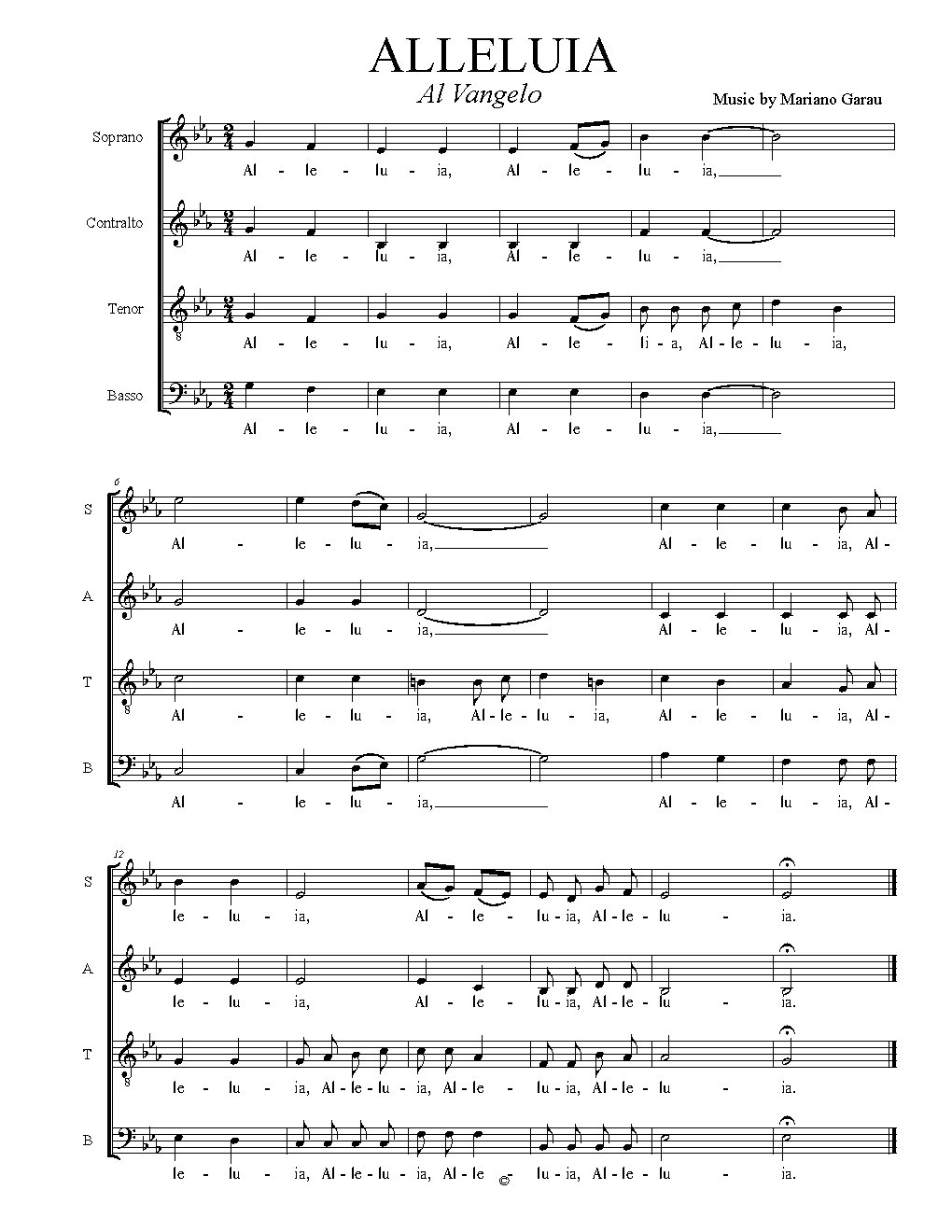 Alleluia al Vangelo - Choir Script PDF Thumbnail
