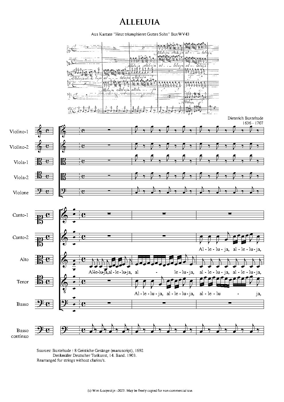Alleluja (No. 8 from "Heut triumphieret Gottes Sohn", BuxWV 43) - Choir Script PDF Thumbnail