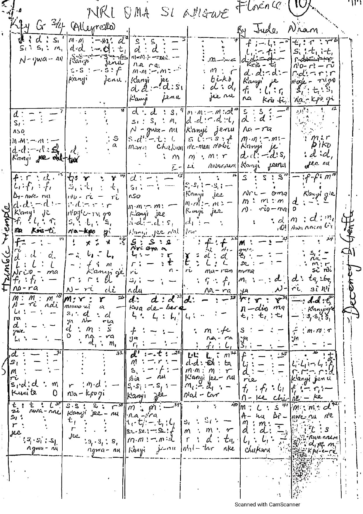 Nri Oma Si N Igwe ~ Jude Nnam - Download Choir Script PDF