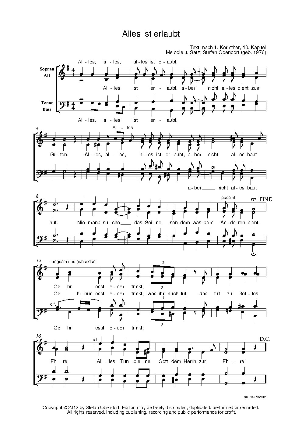 Alles ist erlaubt - Choir Script PDF Thumbnail