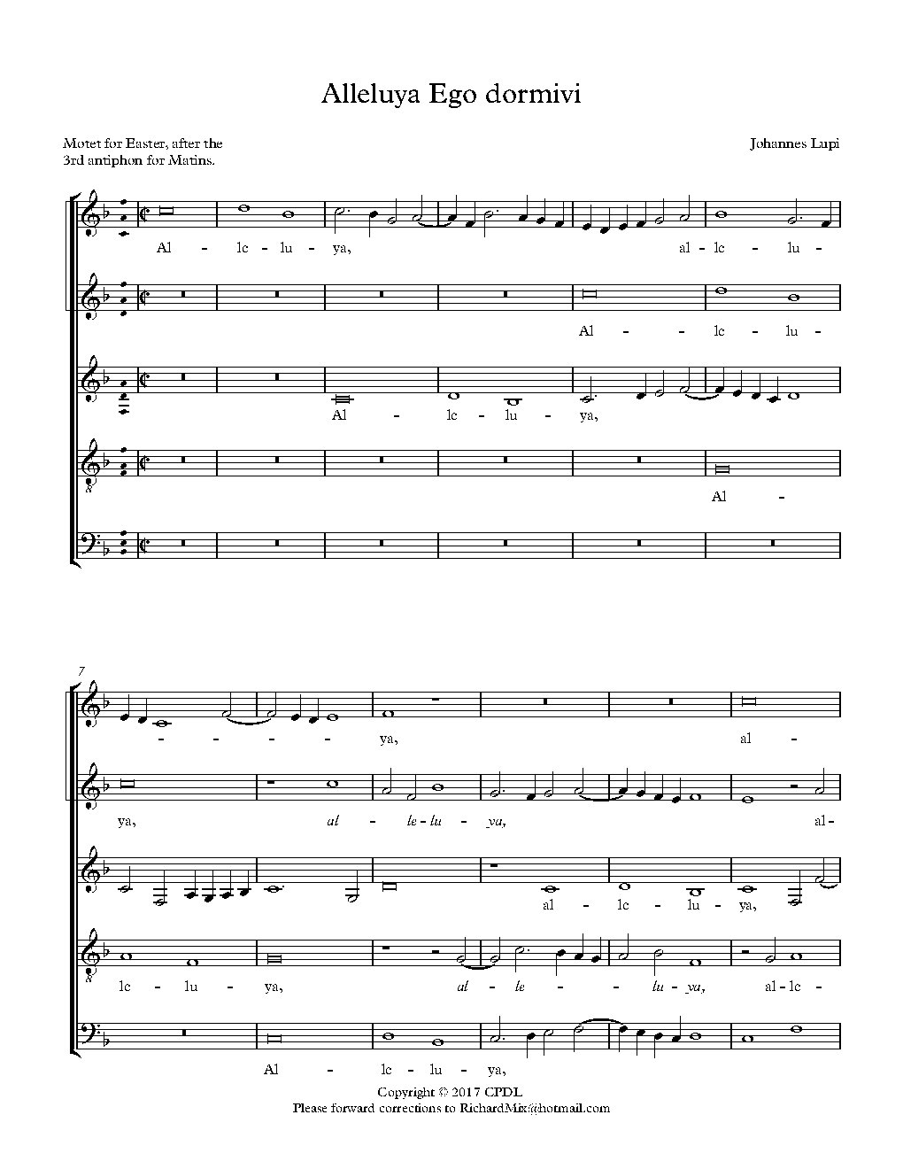 Alleluya Ego dormivi - Choir Script PDF Thumbnail