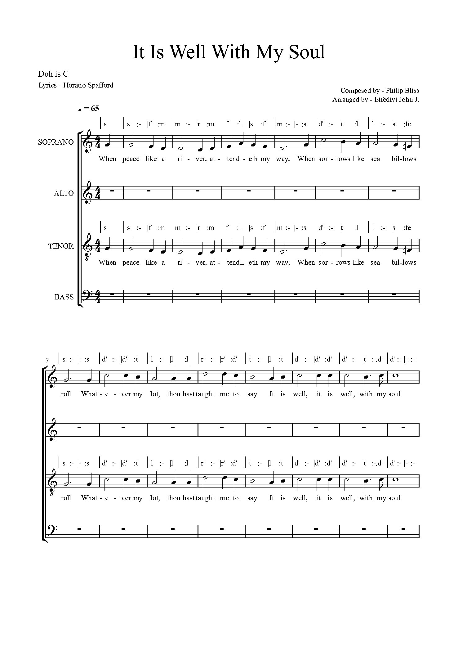 It Is Well With My Soul Final - Full Score - Download Choir Script PDF