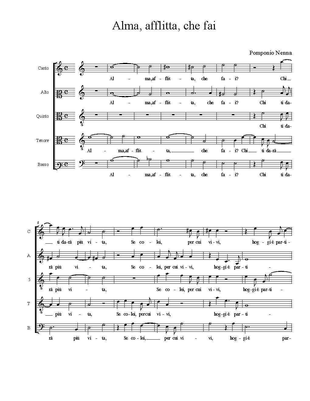 Alma, afflitta, che fai - Choir Script PDF Thumbnail