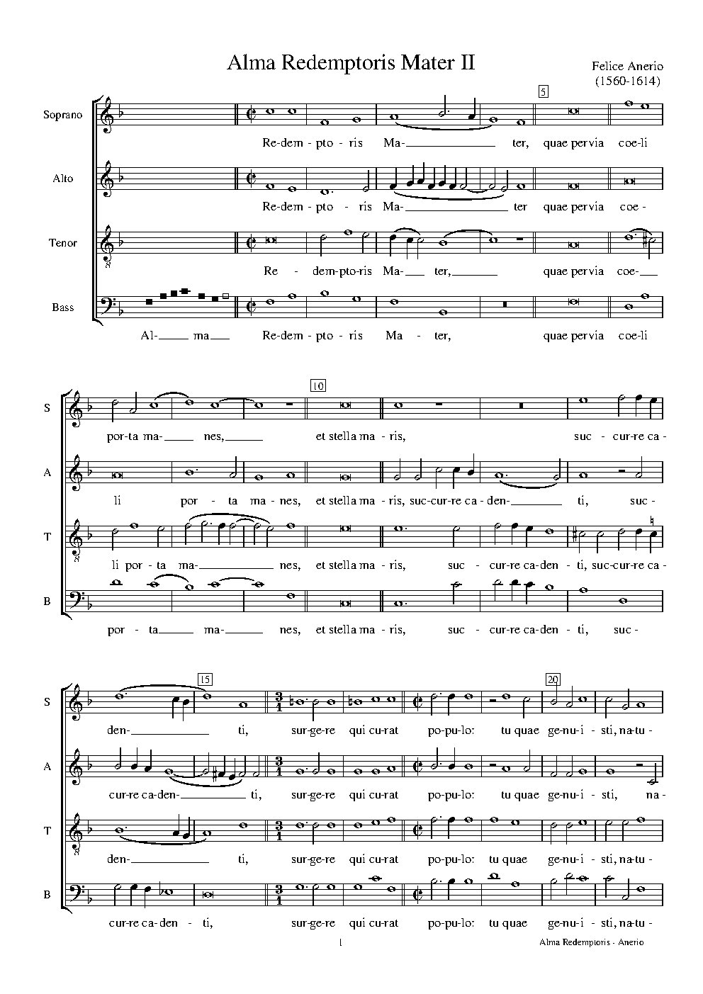 Alma Redemptoris Mater II a 4 - Choir Script PDF Thumbnail