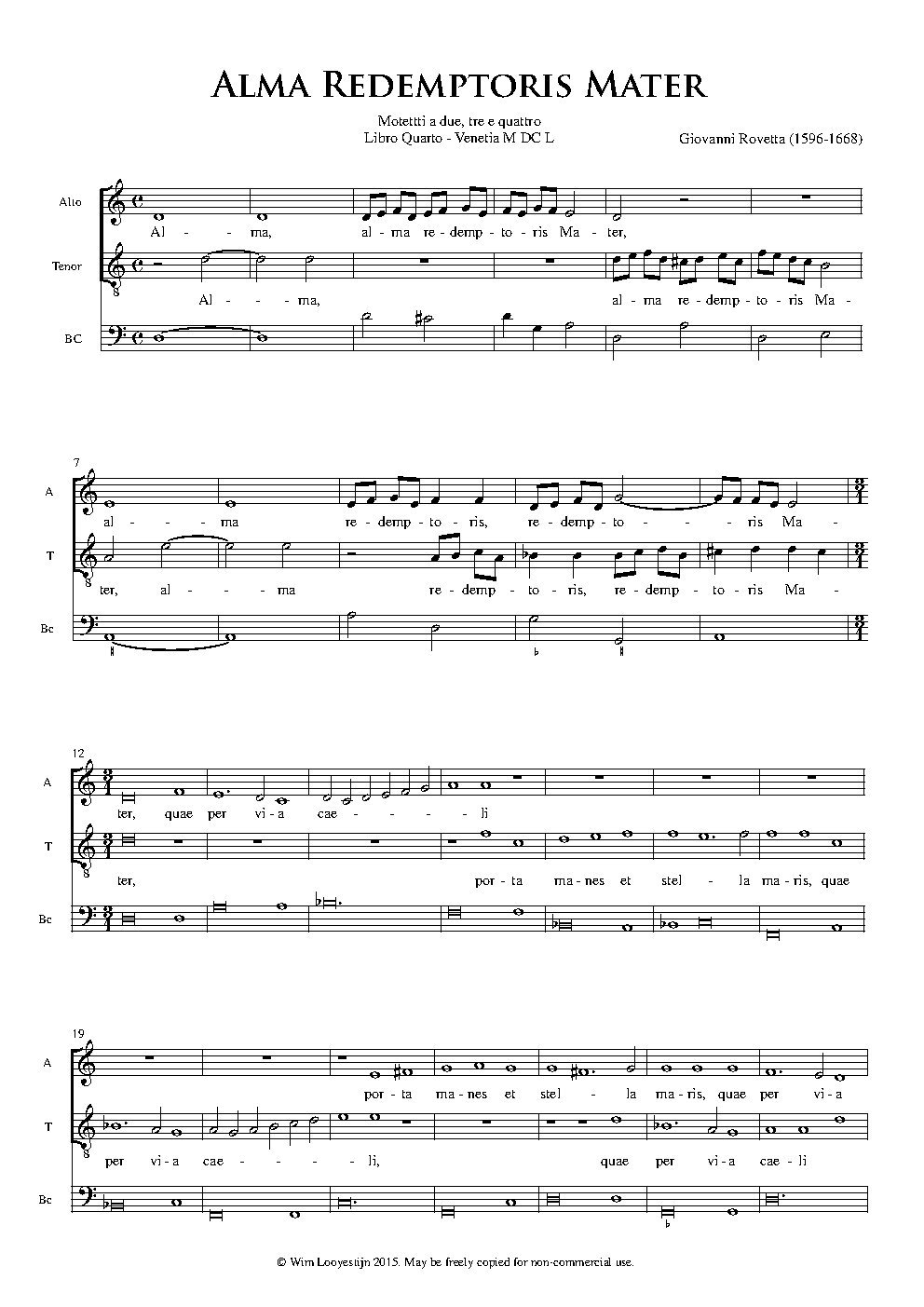Alma Redemptoris Mater (another setting for ATB, 1639)
