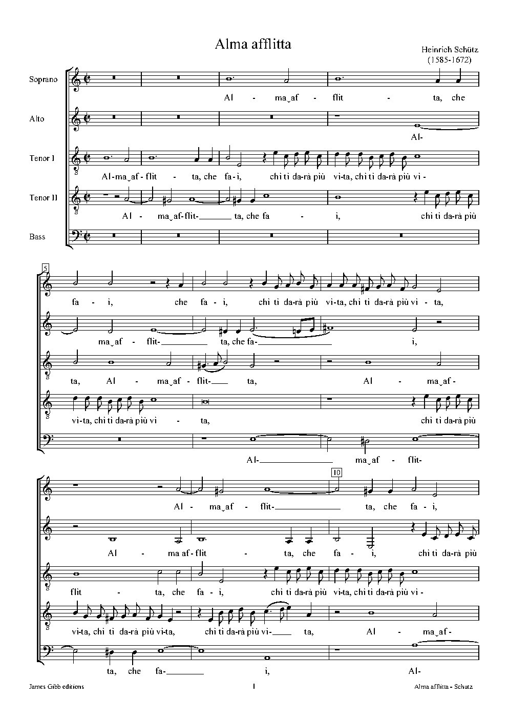 Alma afflitta, SWV 4