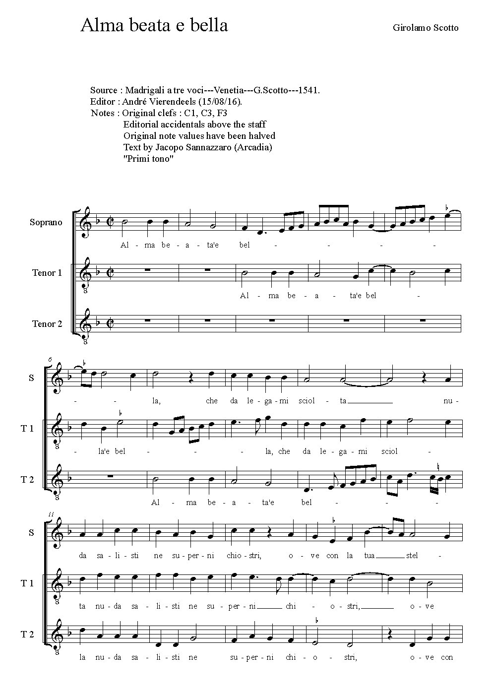 Alma beata e bella - Choir Script PDF Thumbnail