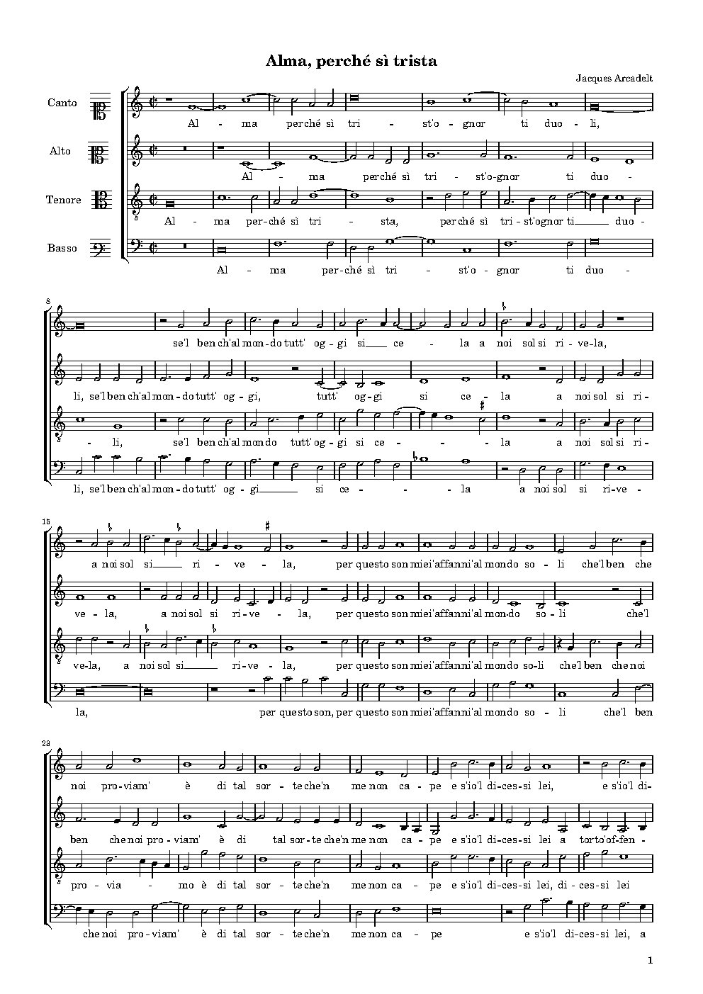 Alma perché sì trista - Choir Script PDF Thumbnail