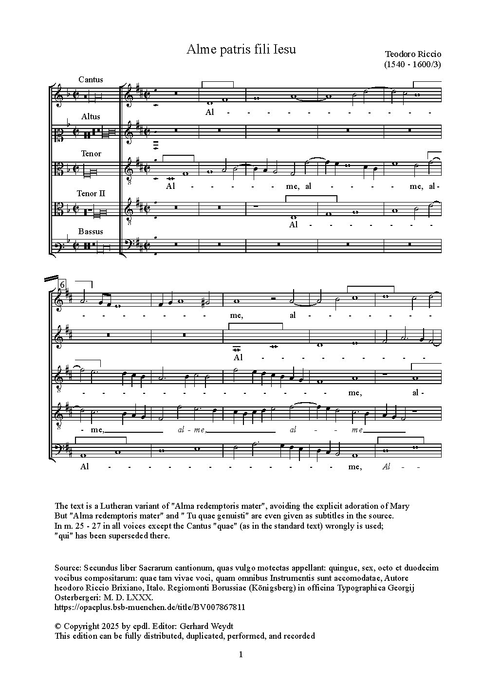 Alme patris fili Iesu - Choir Script PDF Thumbnail