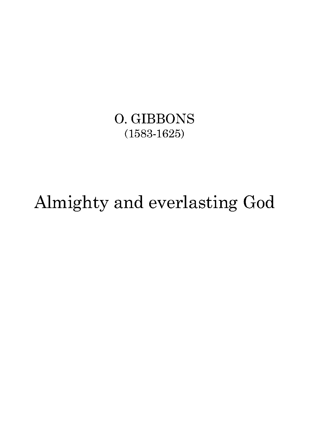 Almighty and Everlasting God