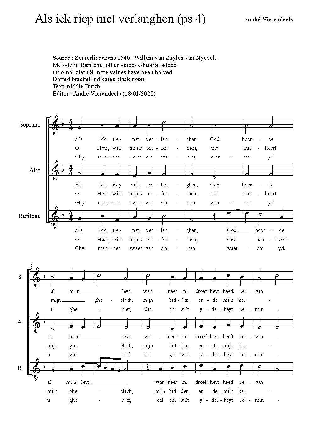 Als ick riep met verlanghen - Choir Script PDF Thumbnail