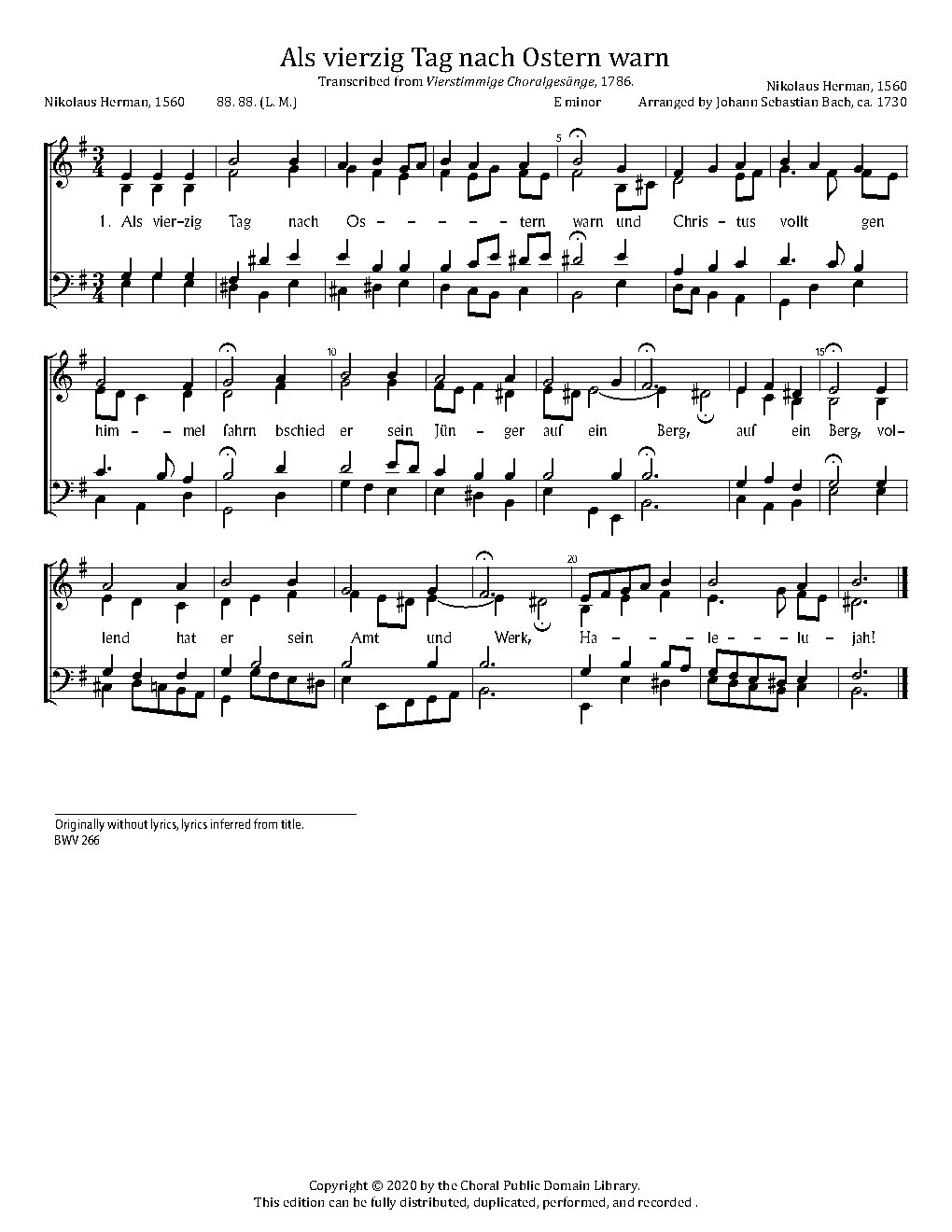 Als vierzig Tag nach Ostern warn, BWV 266