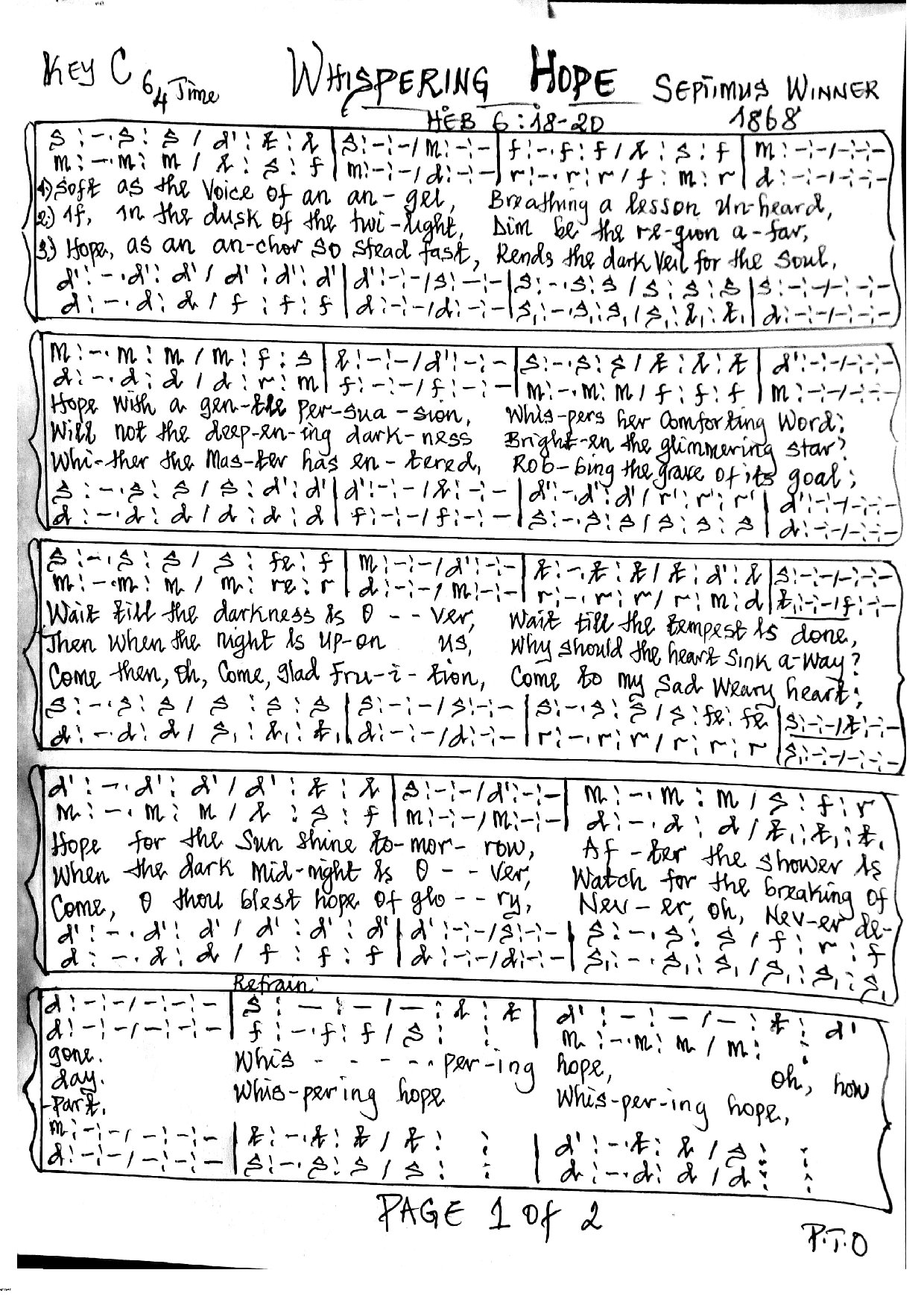 Whispering Hope Hymn Version - Download Choir Script PDF