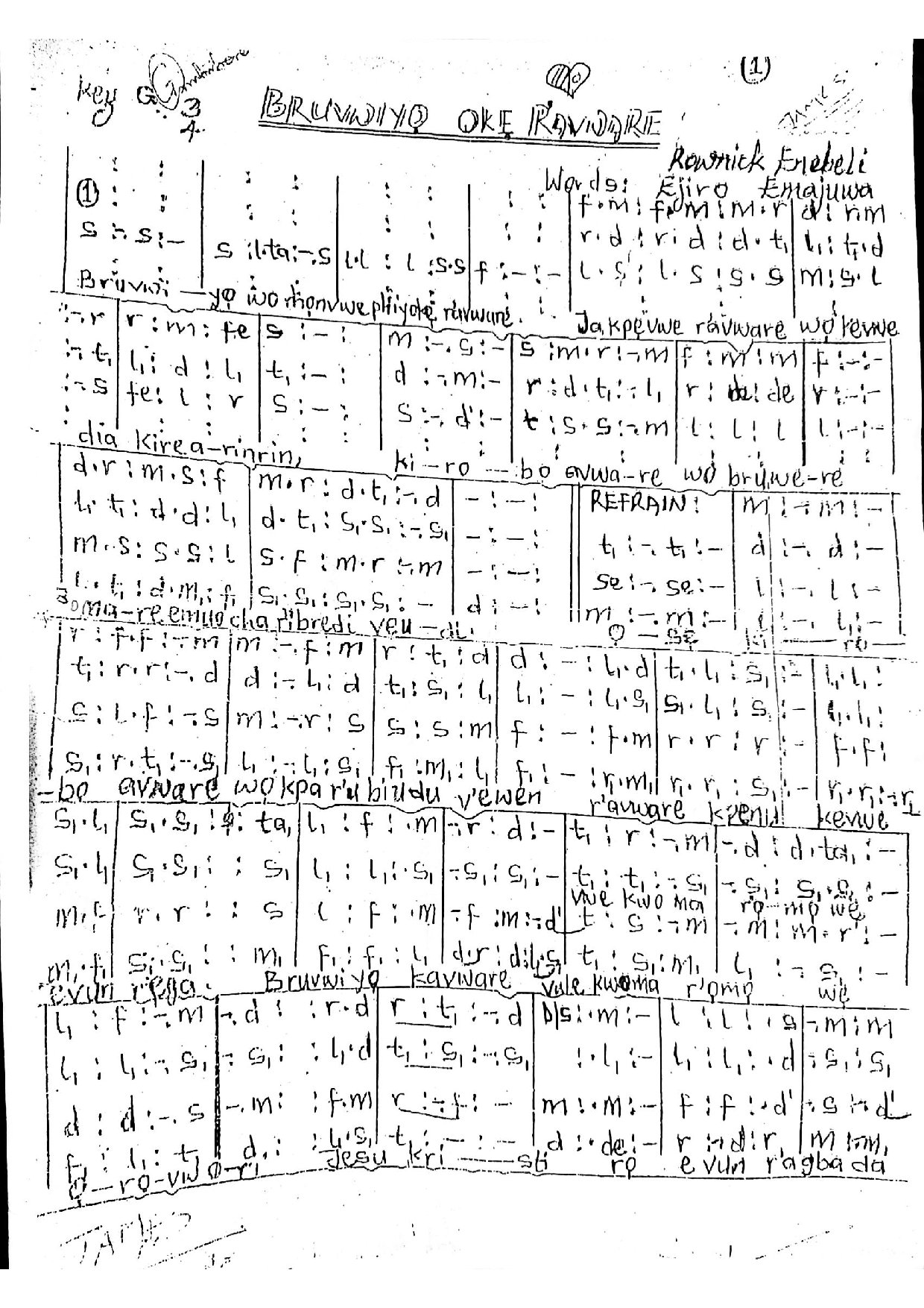 Bruwiyo - Download Choir Script PDF