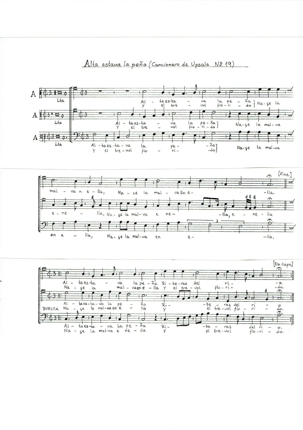 Alta estava la penya - Choir Script PDF Thumbnail