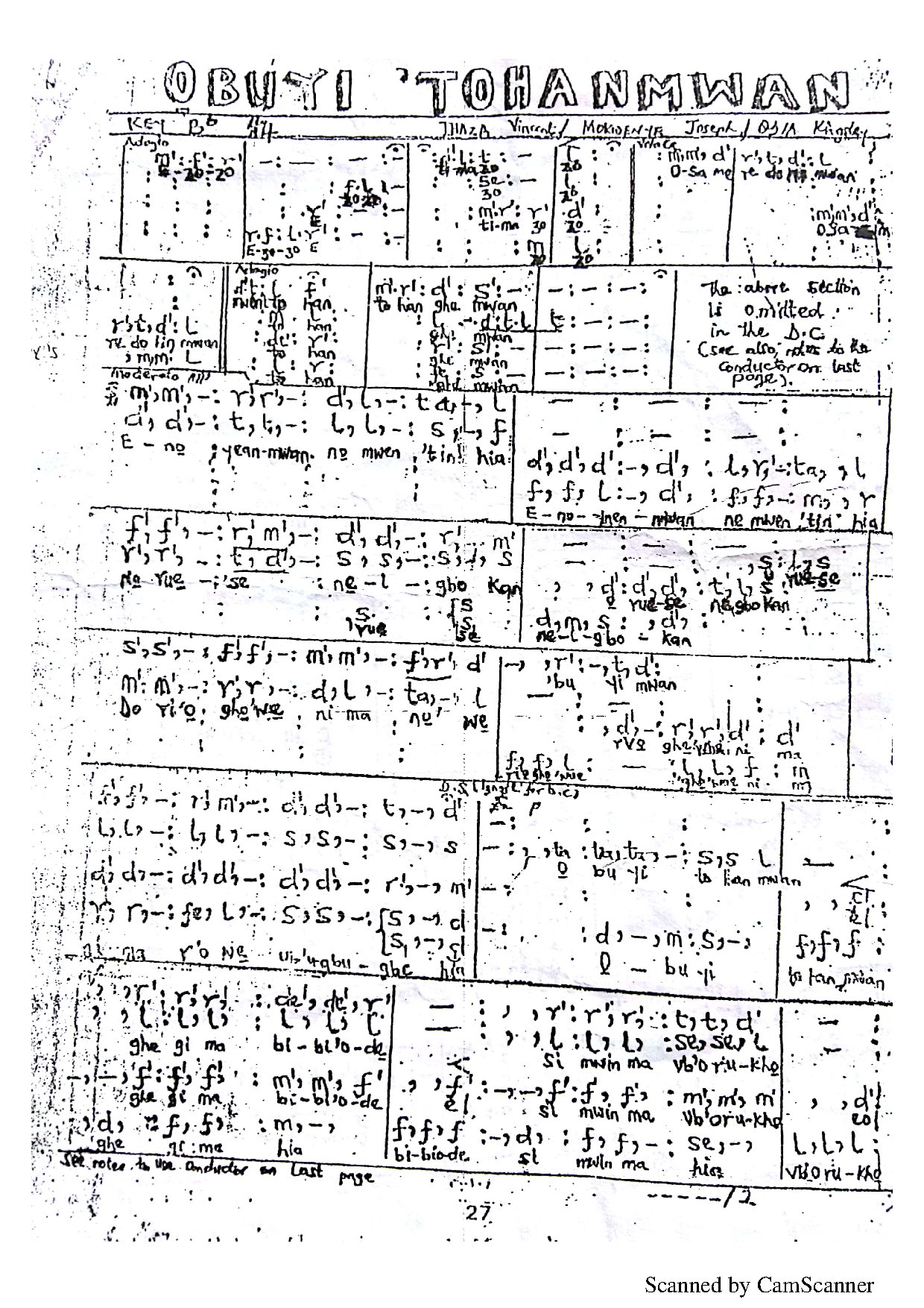 Obuyi Tohanmwan - Download Choir Script PDF