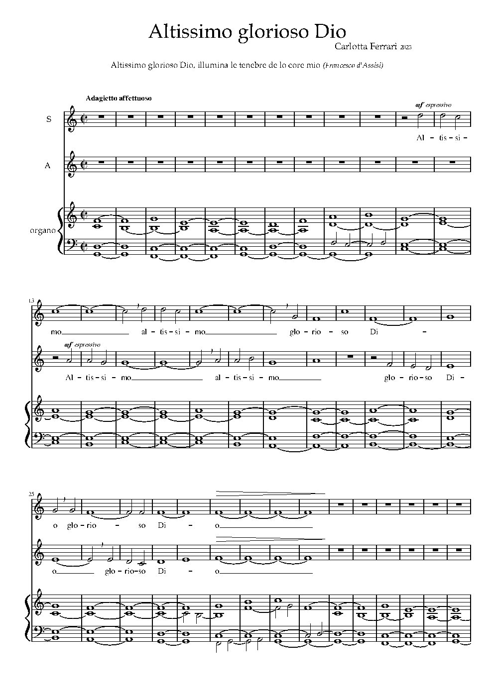 Altissimo glorioso Dio - Choir Script PDF Thumbnail