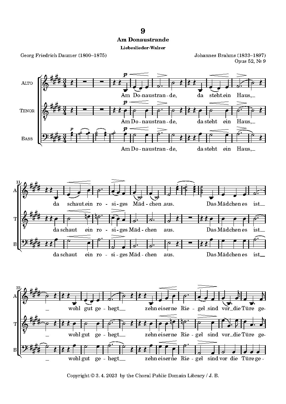 Am Donaustrande, Op. 52, No. 9|{{NoCo|Liebeslieder Walzer, Op. 52