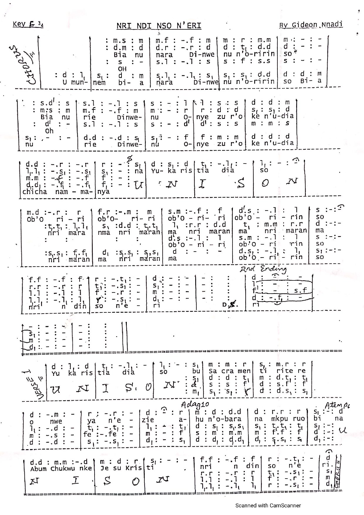 Nri Ndi Nso N Eri ~ Gideon Nnadi - Download Choir Script PDF