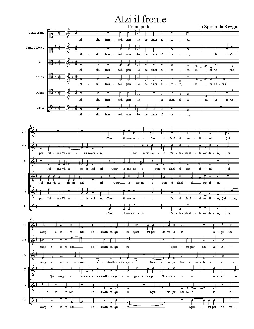 Alzi il fronte - Choir Script PDF Thumbnail