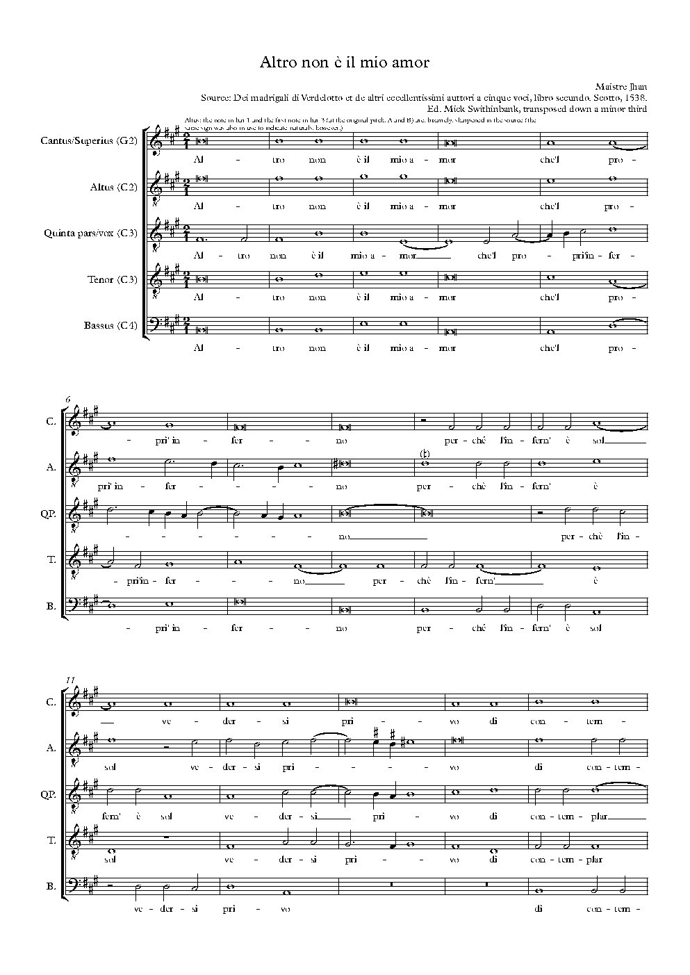 Altro non è il mio amor - Choir Script PDF Thumbnail