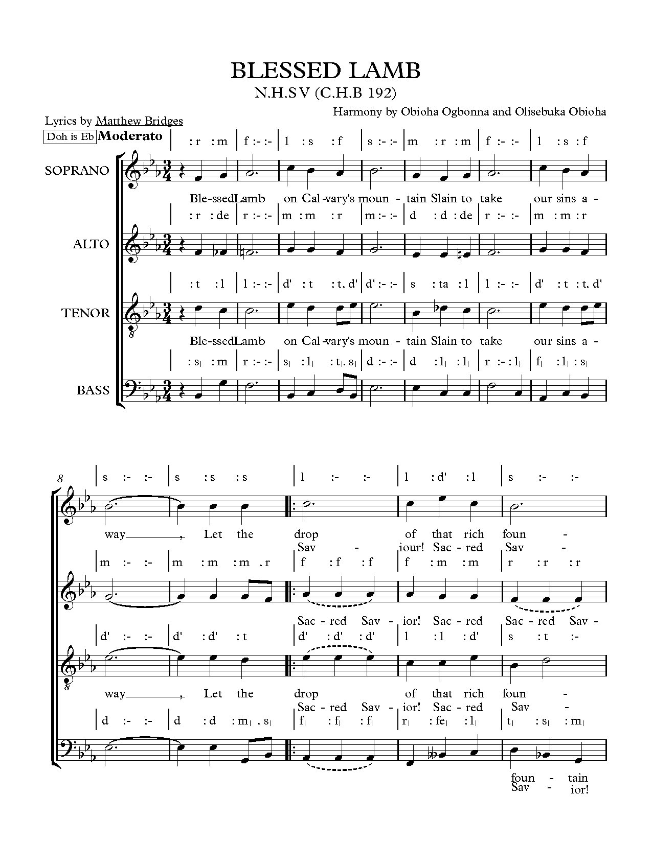Blessed-lamb-on-calvarys-mountain-solfa - Download Choir Script PDF