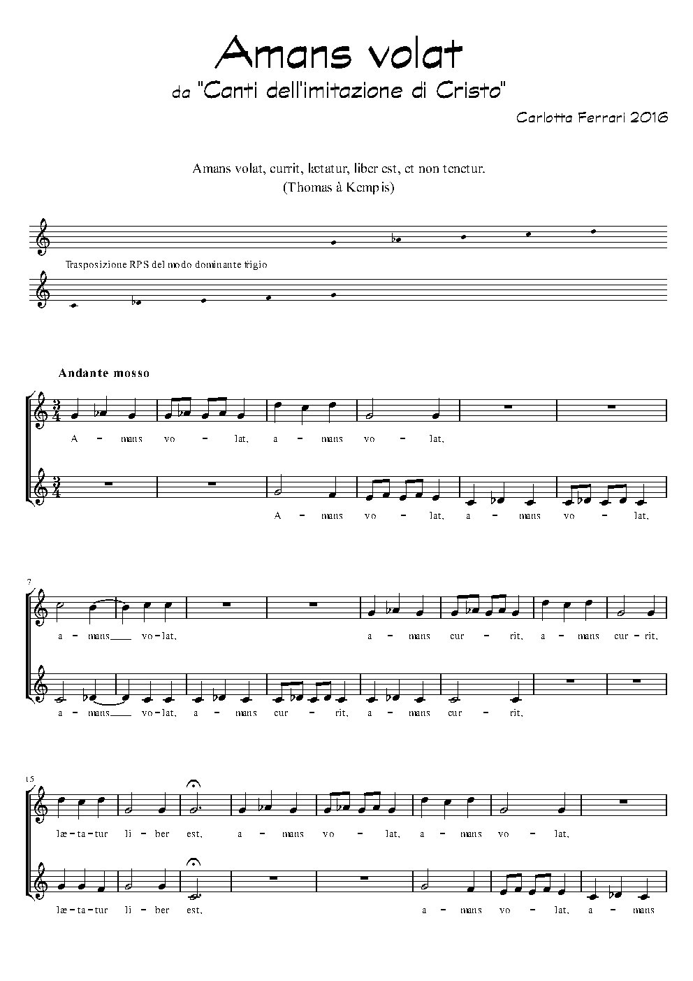 Amans volat - Choir Script PDF Thumbnail