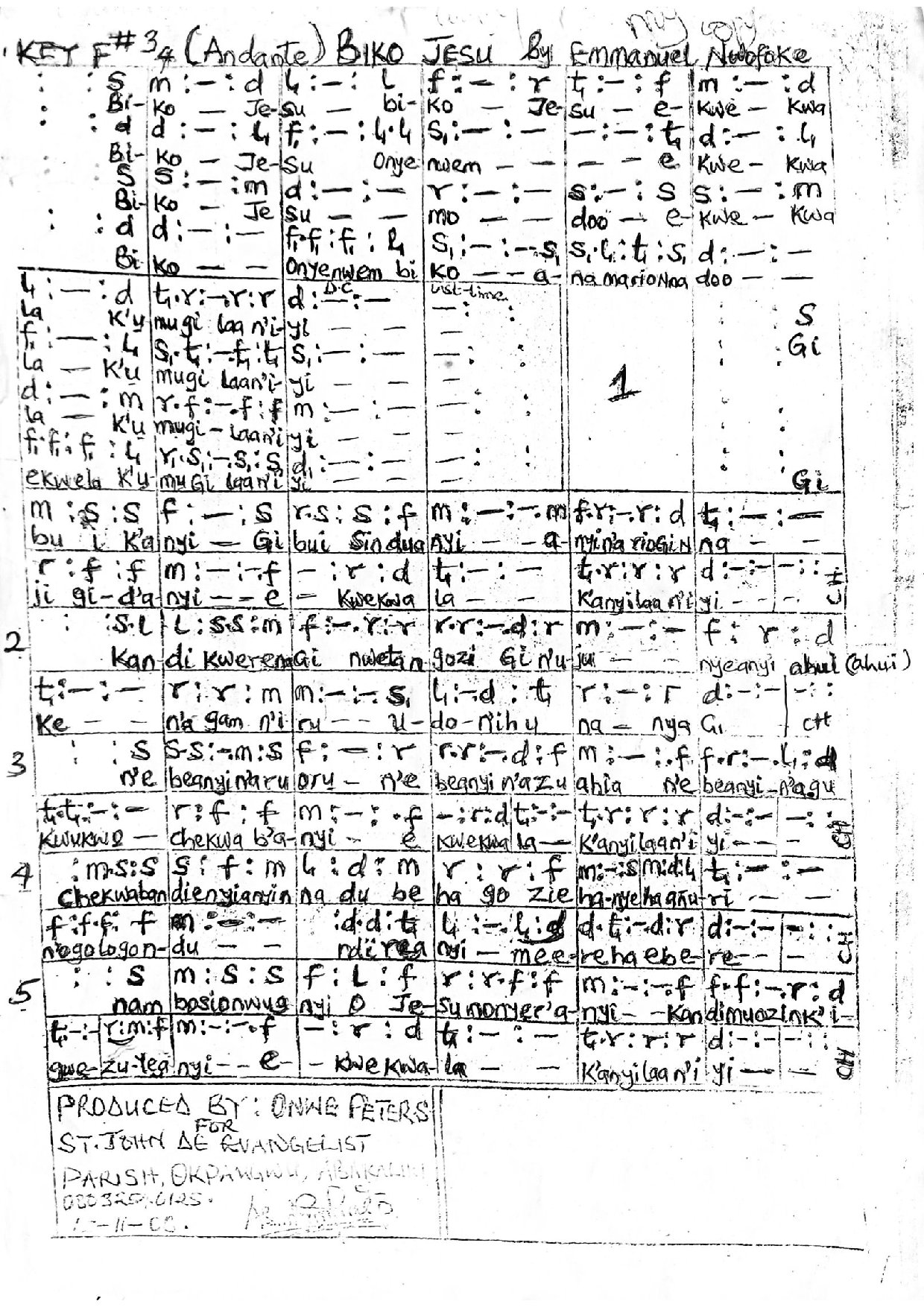 Biko Jesu - Download Choir Script PDF