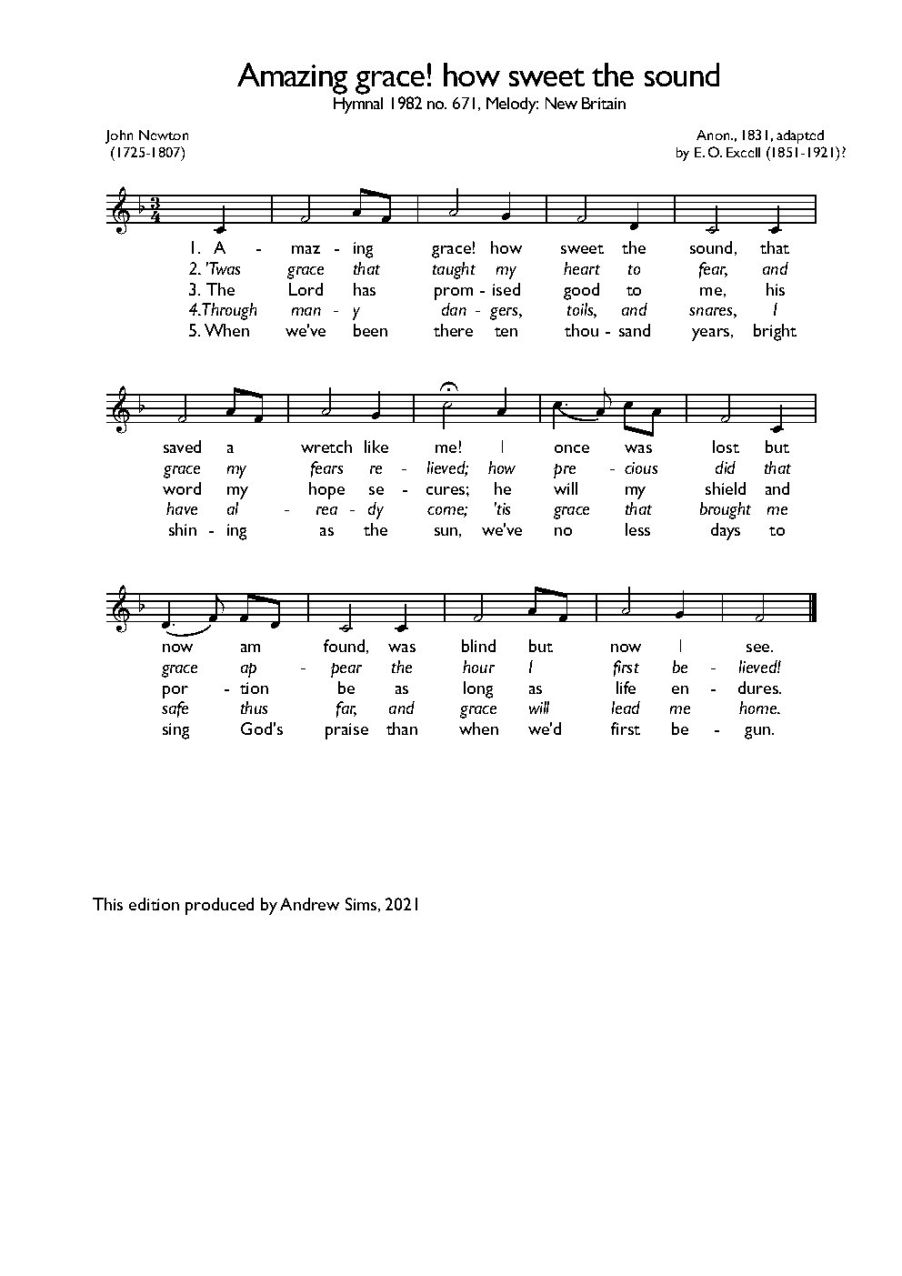 Amazing Grace - Choir Script PDF Thumbnail