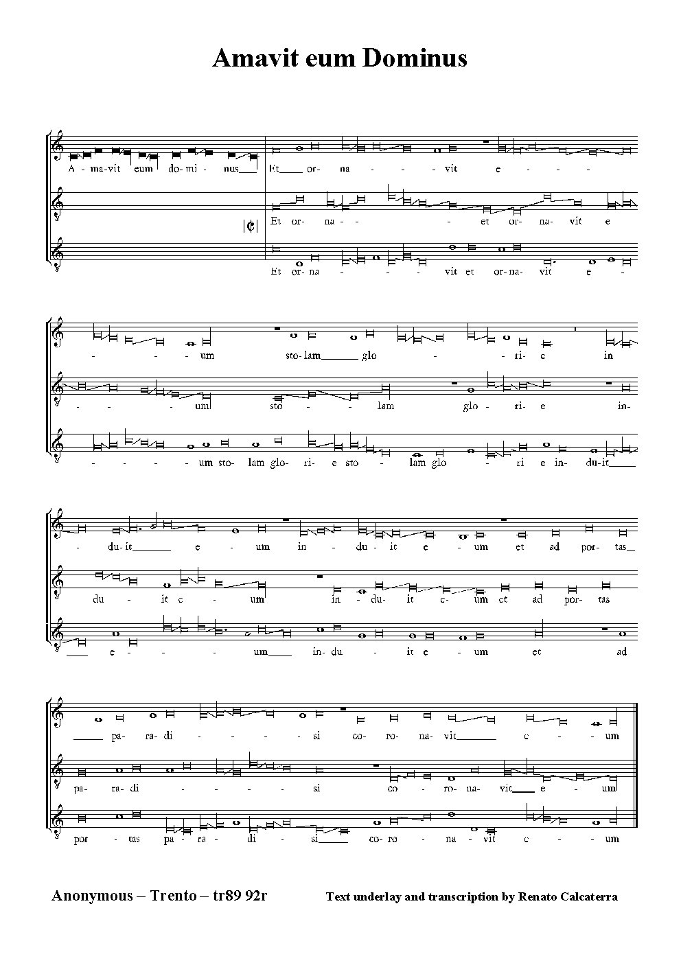 Amavit eum Dominus - Choir Script PDF Thumbnail