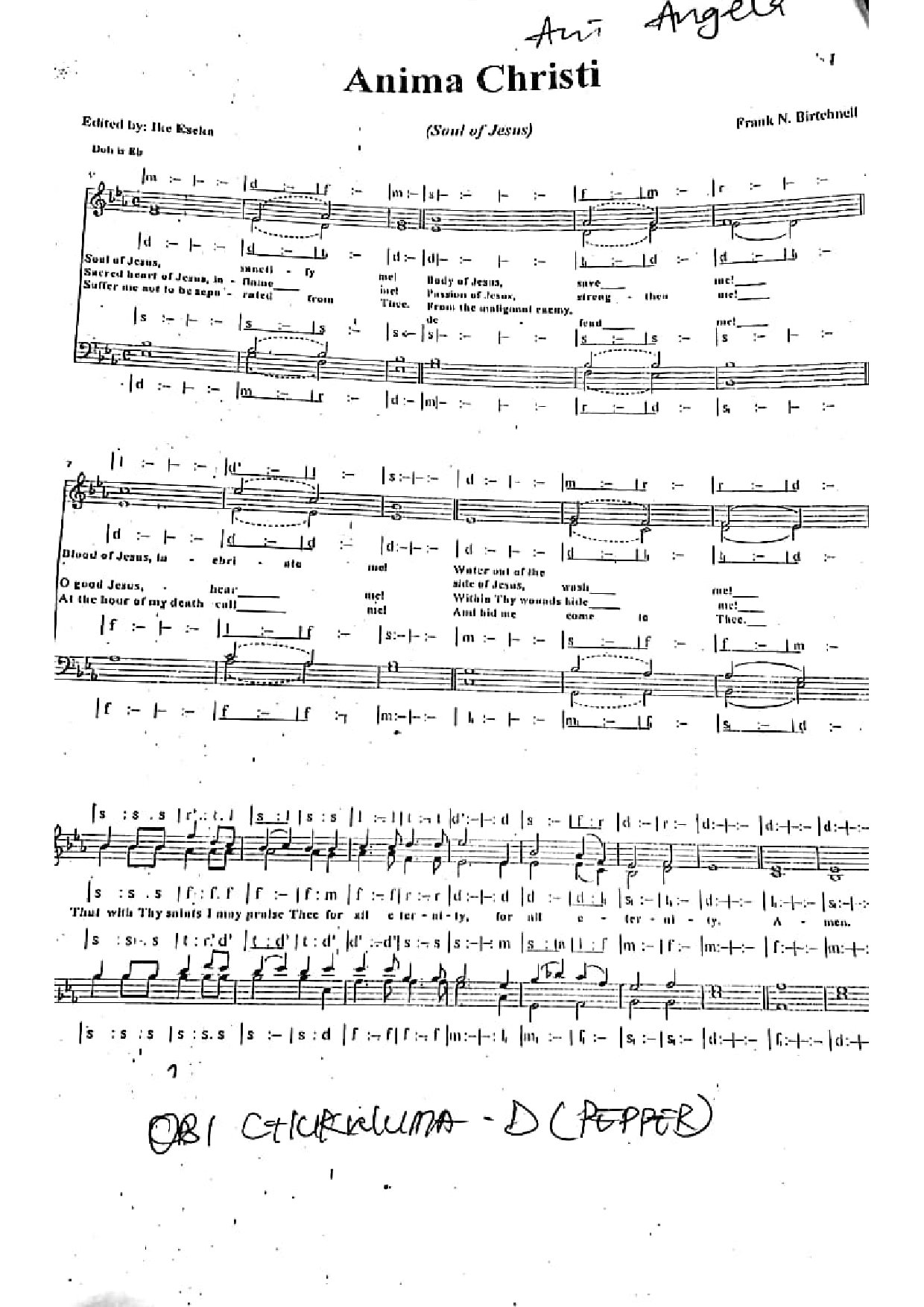 Soul Of Jesus (anima Christi) - Download Choir Script PDF